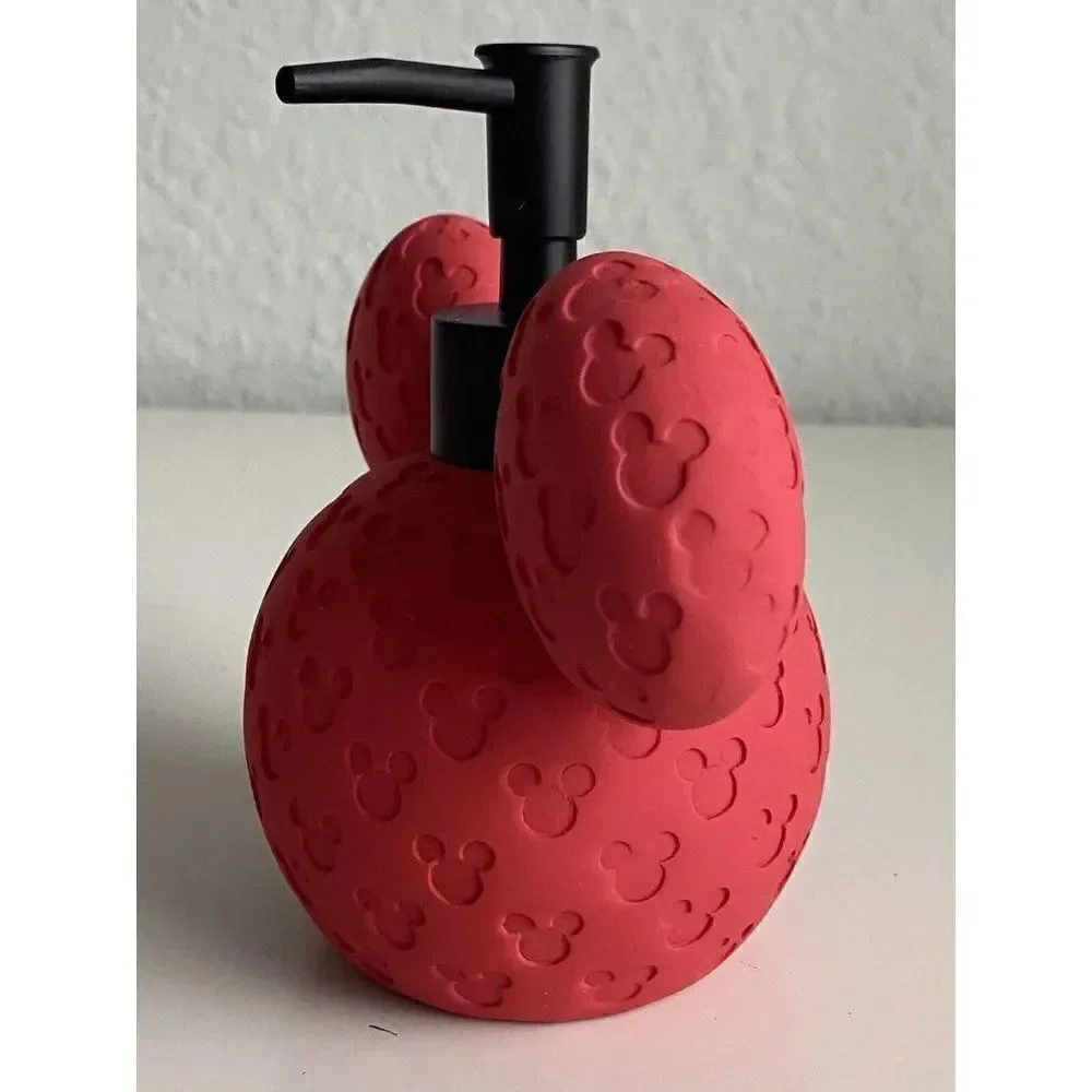 DISNEY Mickey MOUSE Ears Red 3D‎ SOAP Lotion DISPENSER With PUMP Textured NEW